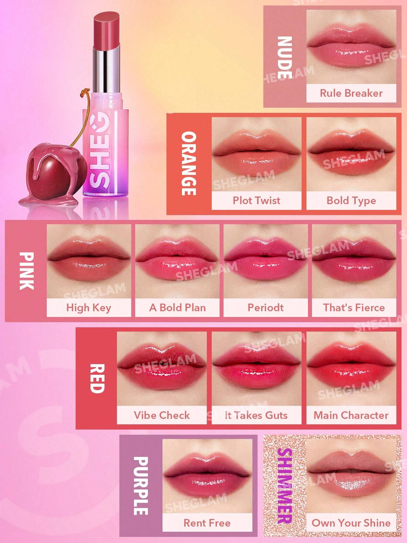 SHEGLAM MIRROR KISS HIGH-SHINE LIPSTICK