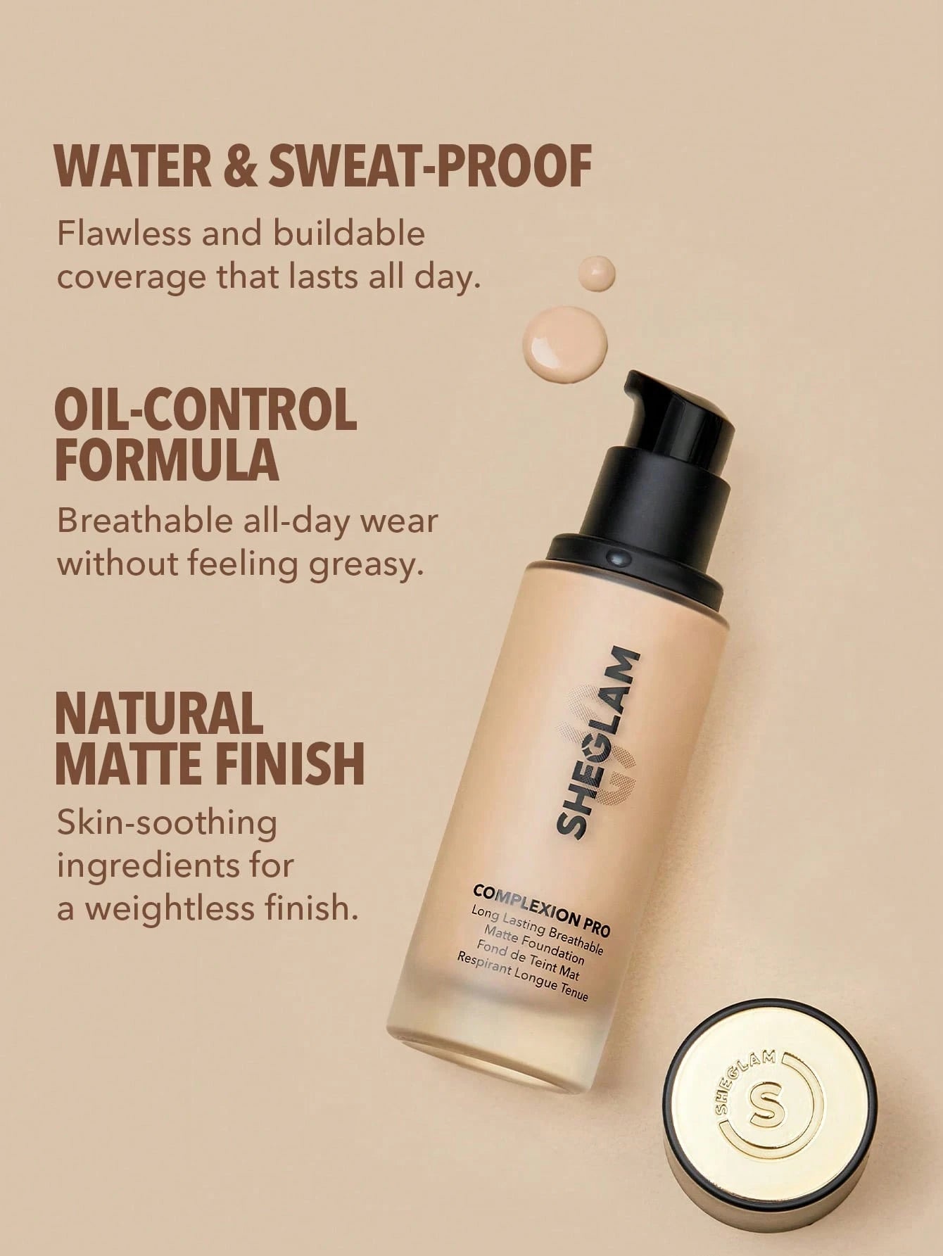 SHEGLAM BASE COMPLEXION PRO LONG LASTING BREATHABLE MATTE FOUNDATION