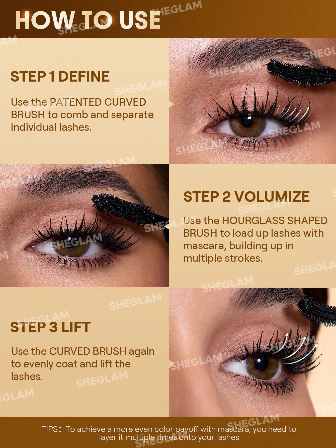 SHEGLAM Mascara de pestañas All in One 24k Multi efecto