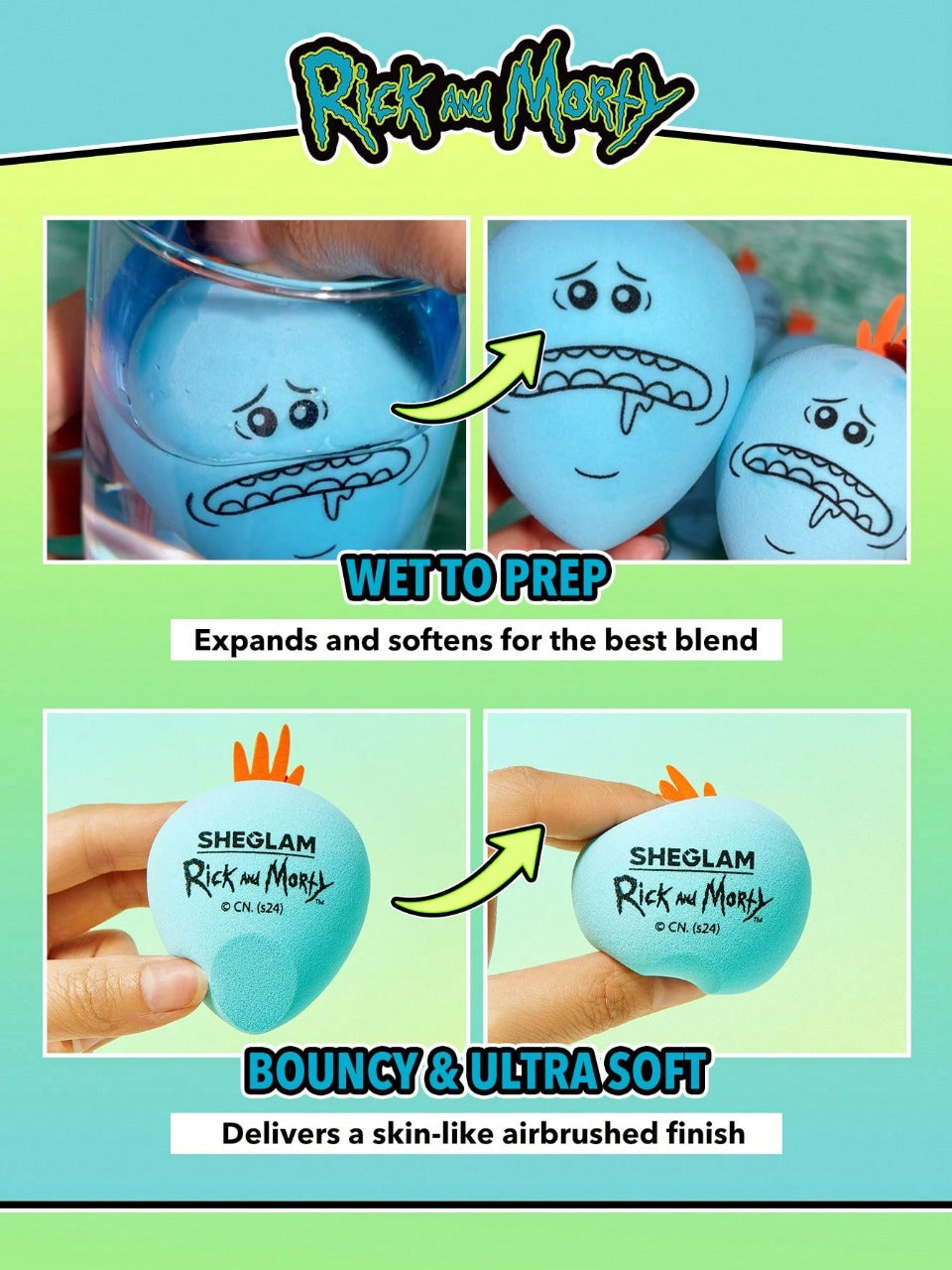 SHEGLAM RICK Y MORTY MR MEESEEKS ESPONJA DE MAQUILLAJE