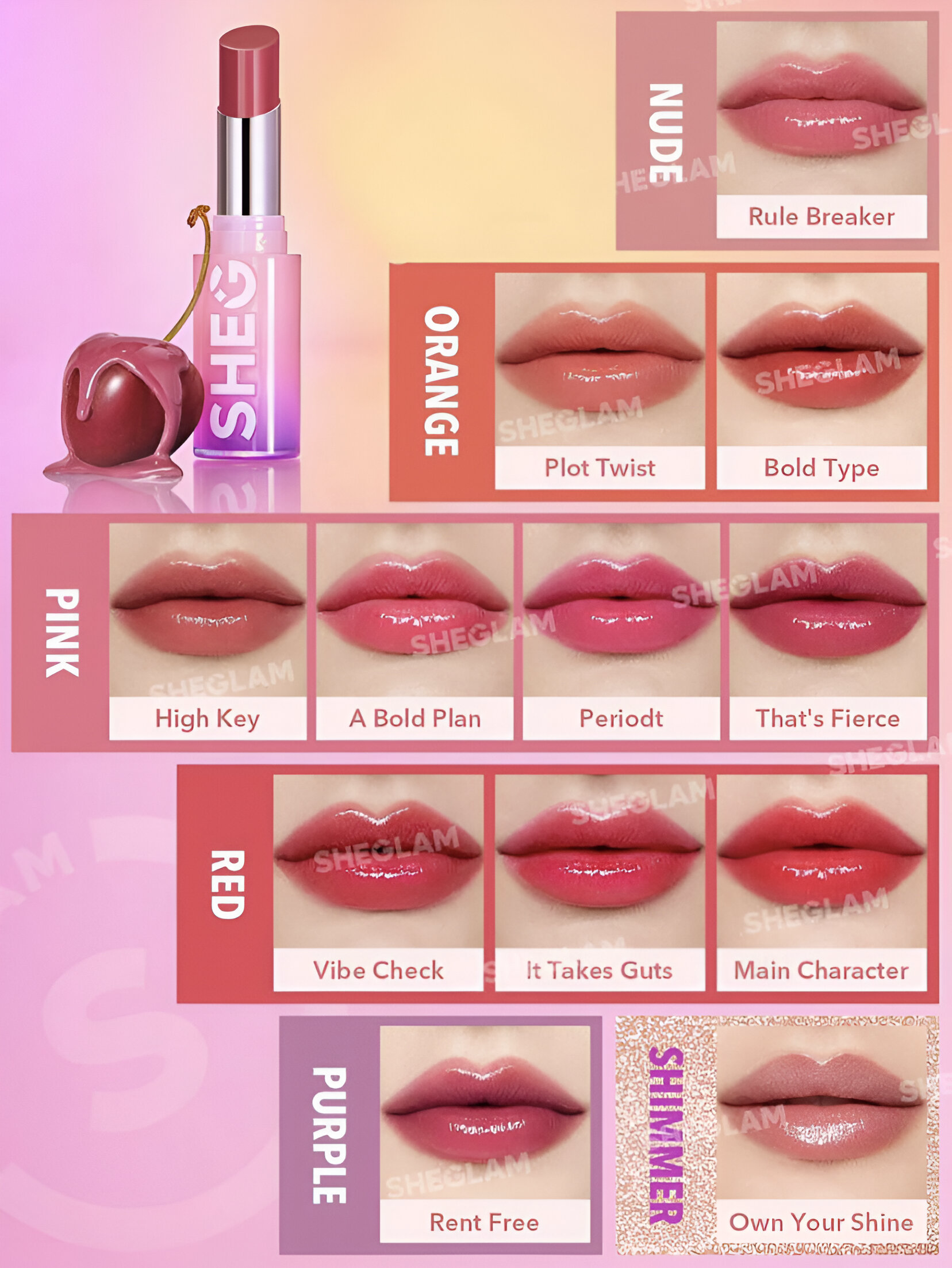 SHEGLAM MIRROR KISS HIGH-SHINE LIPSTICK