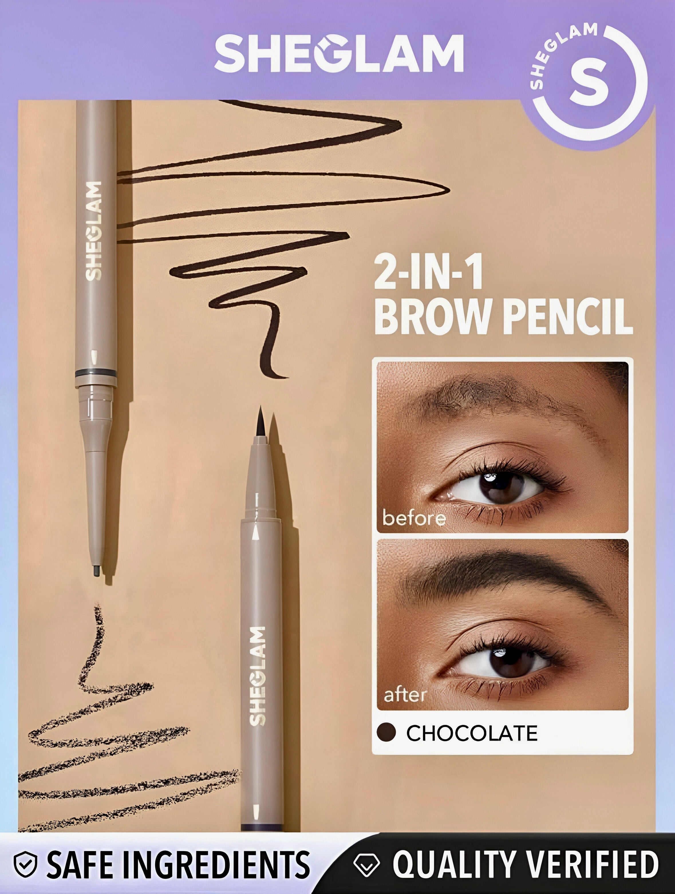 SHEGLAM LÁPIZ PARA CEJAS 2 EN 1 DE BROWS ON DEMAND