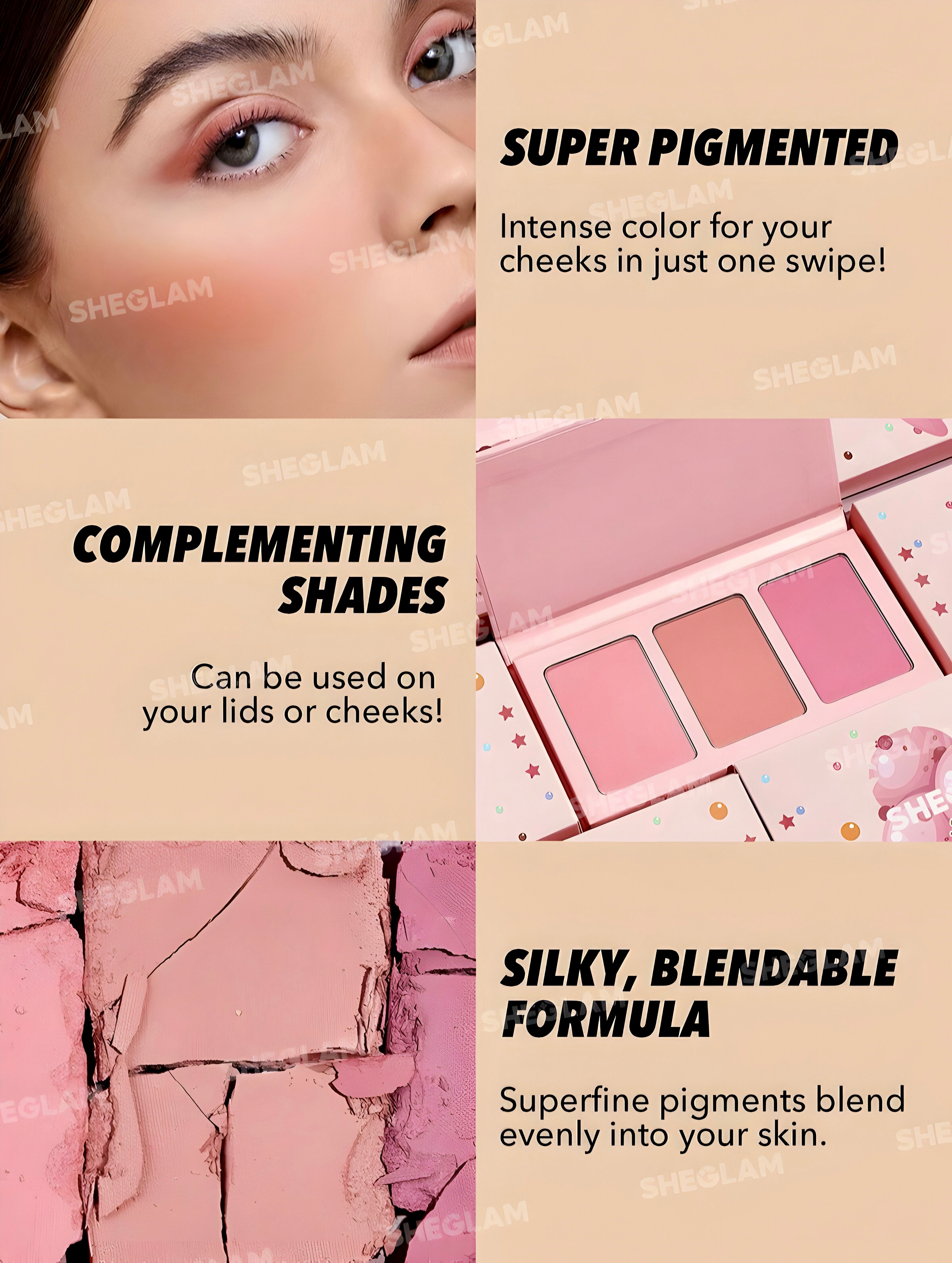 SHEGLAM TRÍO DE BLUSH SWEET CHEEKS