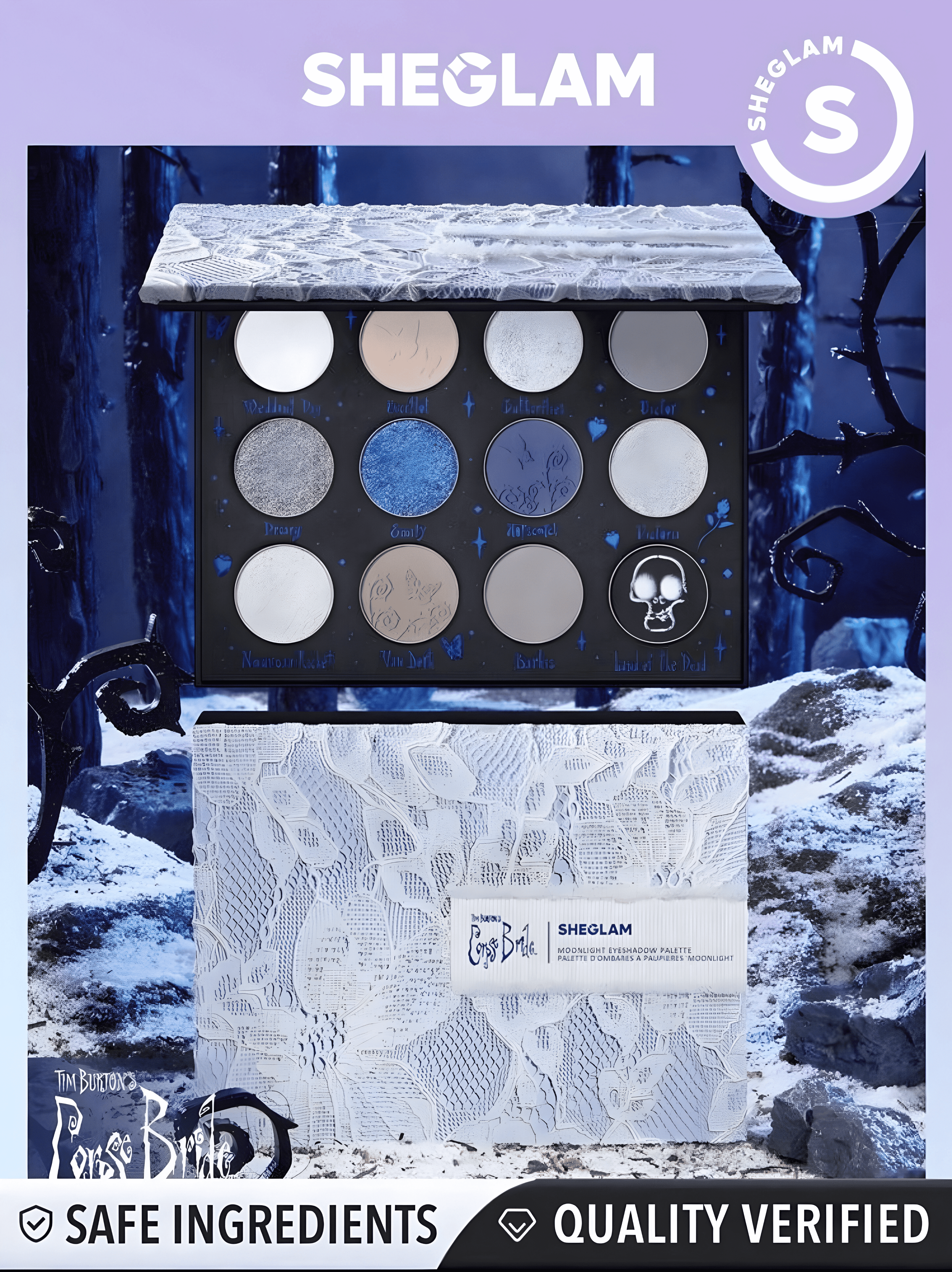 SHEGLAM COLECCIÓN CORPSE BRIDE PALETA DE SOMBRAS DE OJOS MOONLIGHT