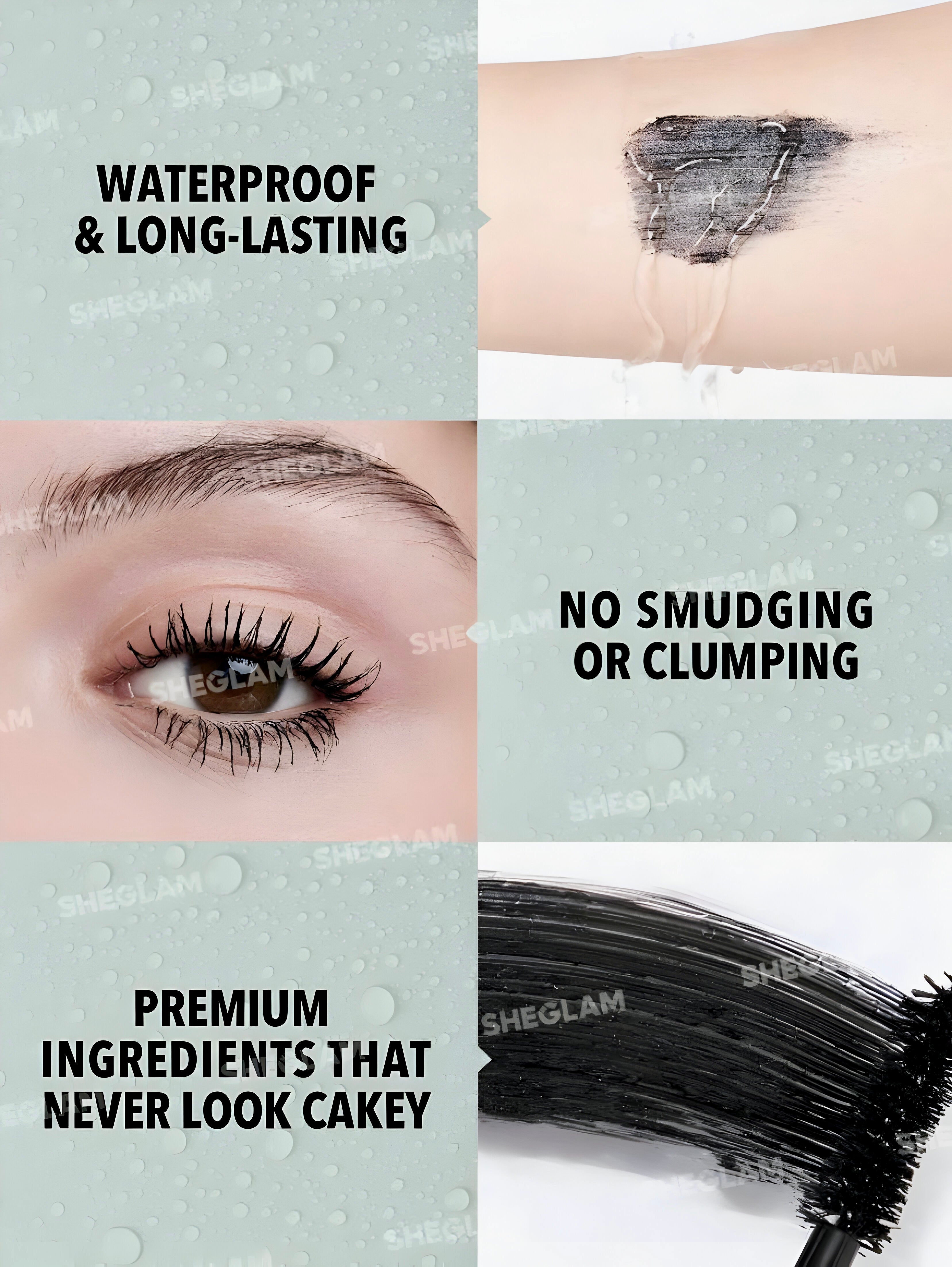 SHEGLAM MÁSCARA DE PESTAÑAS TODO EN UNO: VOLUMEN Y LONGITUD - NEGRO A PRUEBA DE AGUA