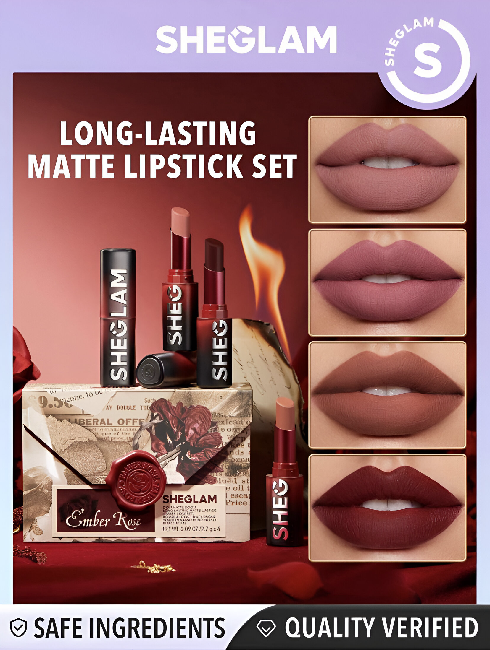 SHEGLAM DYNAMATTE BOOM LONG-LASTING MATTE LIPSTICK EMBER ROSE