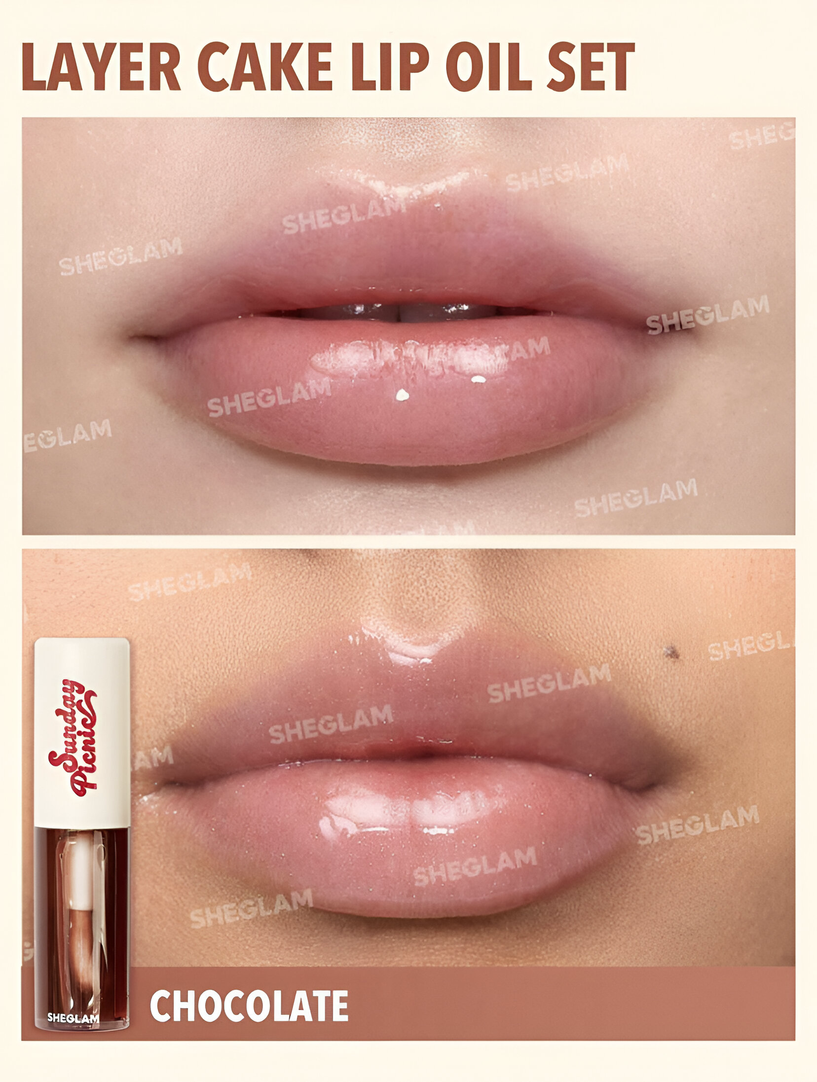 SHEGLAM SET DE BRILLOS PARA LABIOS CON DISEÑO DE PASTEL